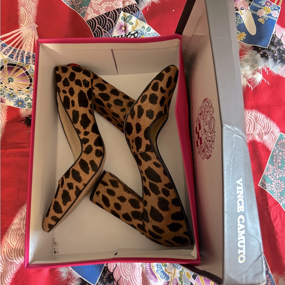 Vince Camuto leopard block heels. Size 8.5.
